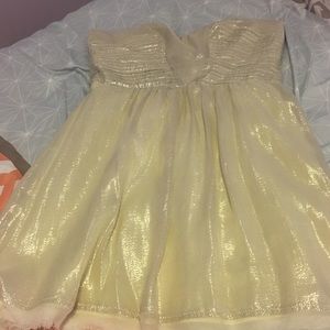 Aje Gold Strapless Dress